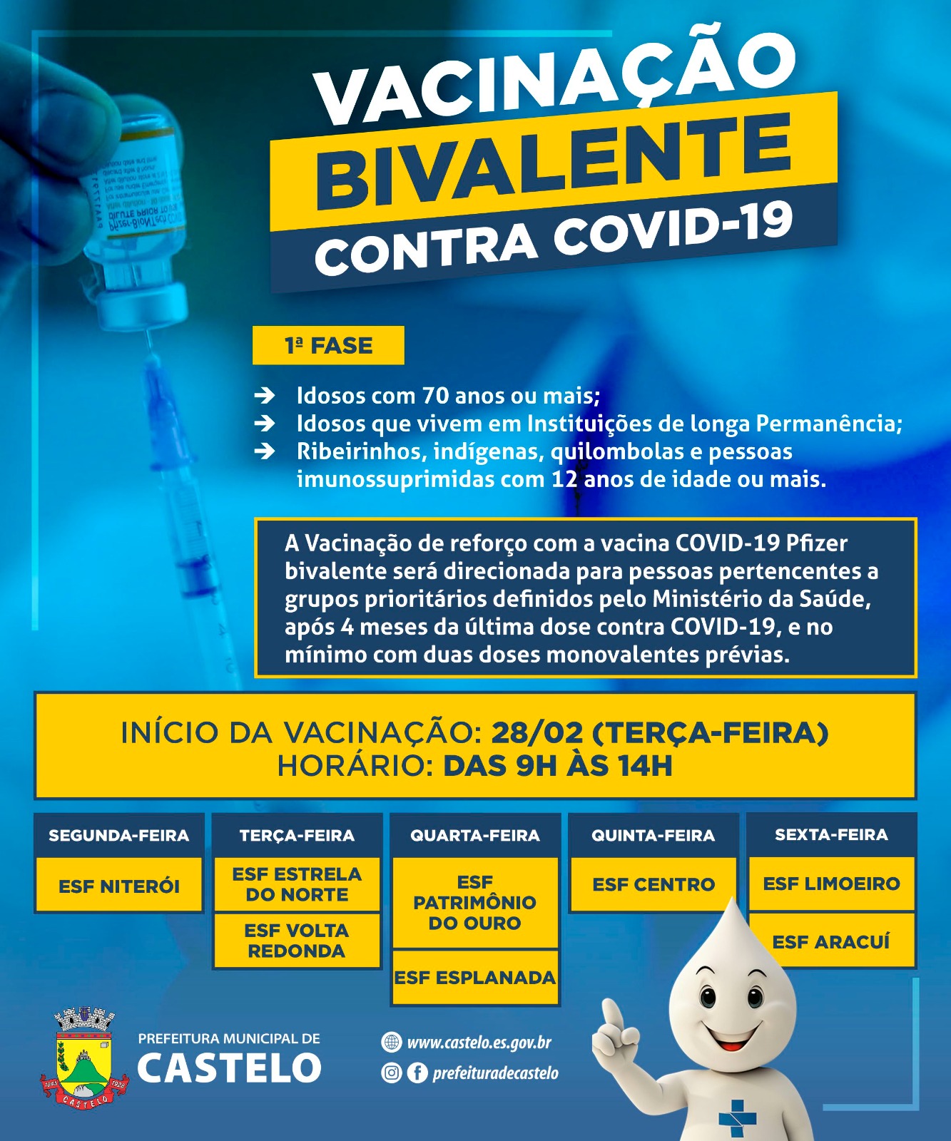 CASTELO COMEÇA APLICAR VACINA BIVALENTE CONTRA A COVID-19