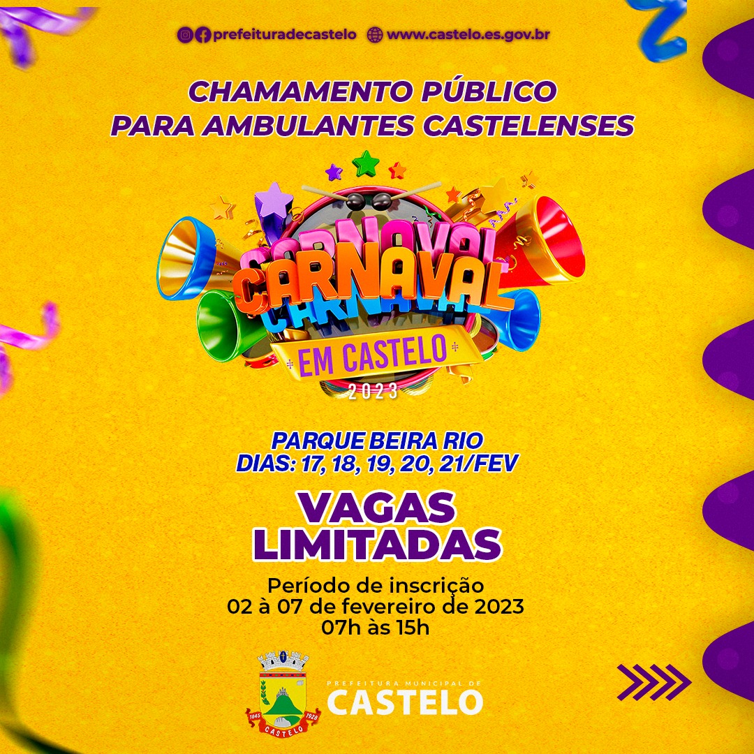 Carnaval em Castelo 2023: Chamamento Público para Ambulantes